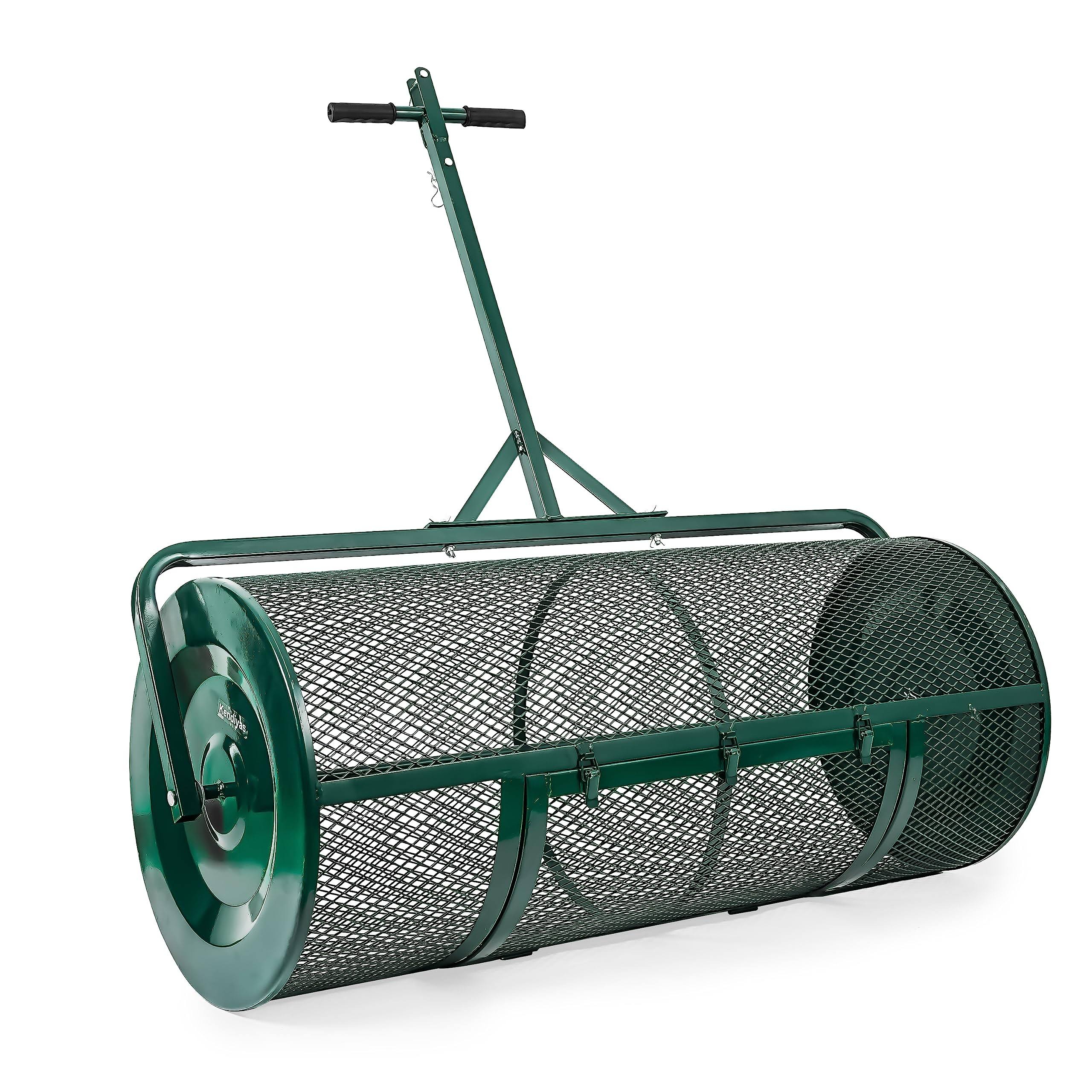 KENDIYAS Lawn & Garden Spreaders - 44 inch Compost Spreader with Improved T Shape Handle - Spreader for Top Dressing Compost, Fertilizer, Mulch and