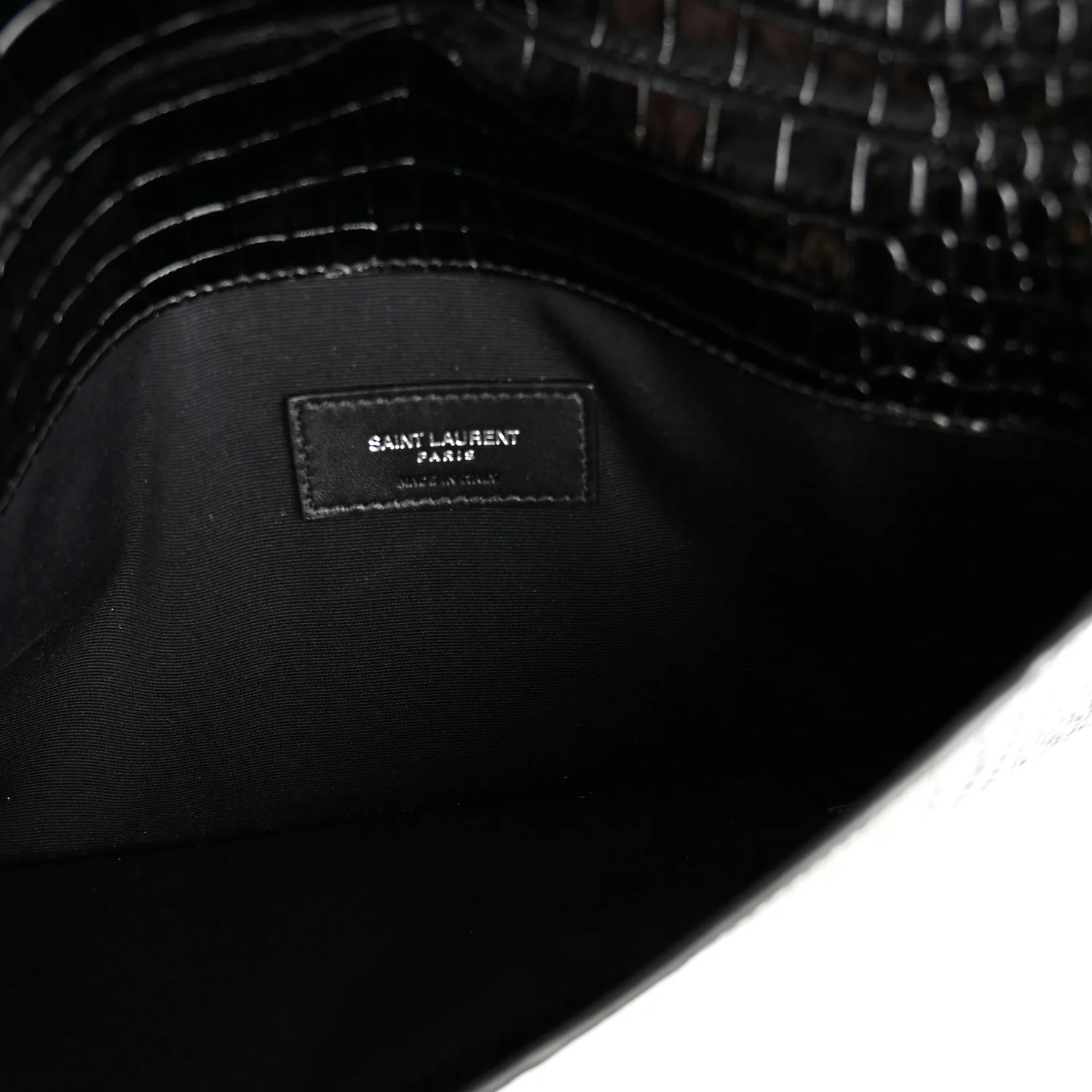 Calfskin Crocodile Embossed Uptown Monogram Pouch Black
