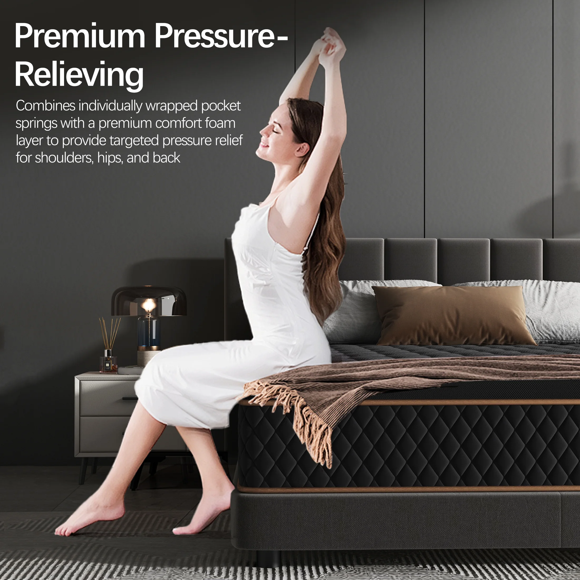 12 inch Queen Mattress in a Box, Individual Pocket Spring Mattress with Motion Isolation, Pressure Relief Edge Support, Medium, Euro Top(Queen/12 in) - Image 4
