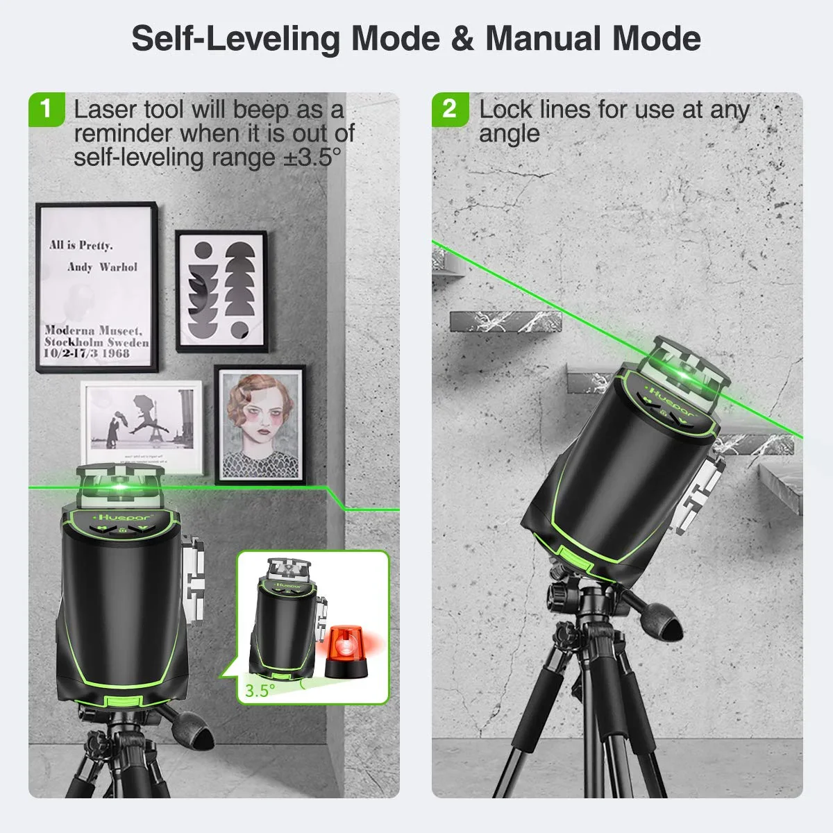 4D 16 Lines Self-Leveling Laser Level, 200Ft Green Beam 4 x 360° Cross Line Laser Level Tools with LCD Screen, Bluetooth and Magnetic Bracket