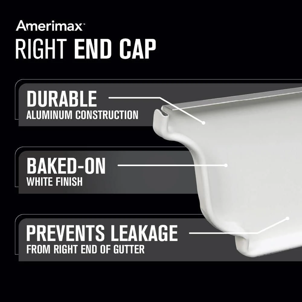 Amerimax Home Products 6 in. White Aluminum K-Style Right End Cap (Right End Cap)