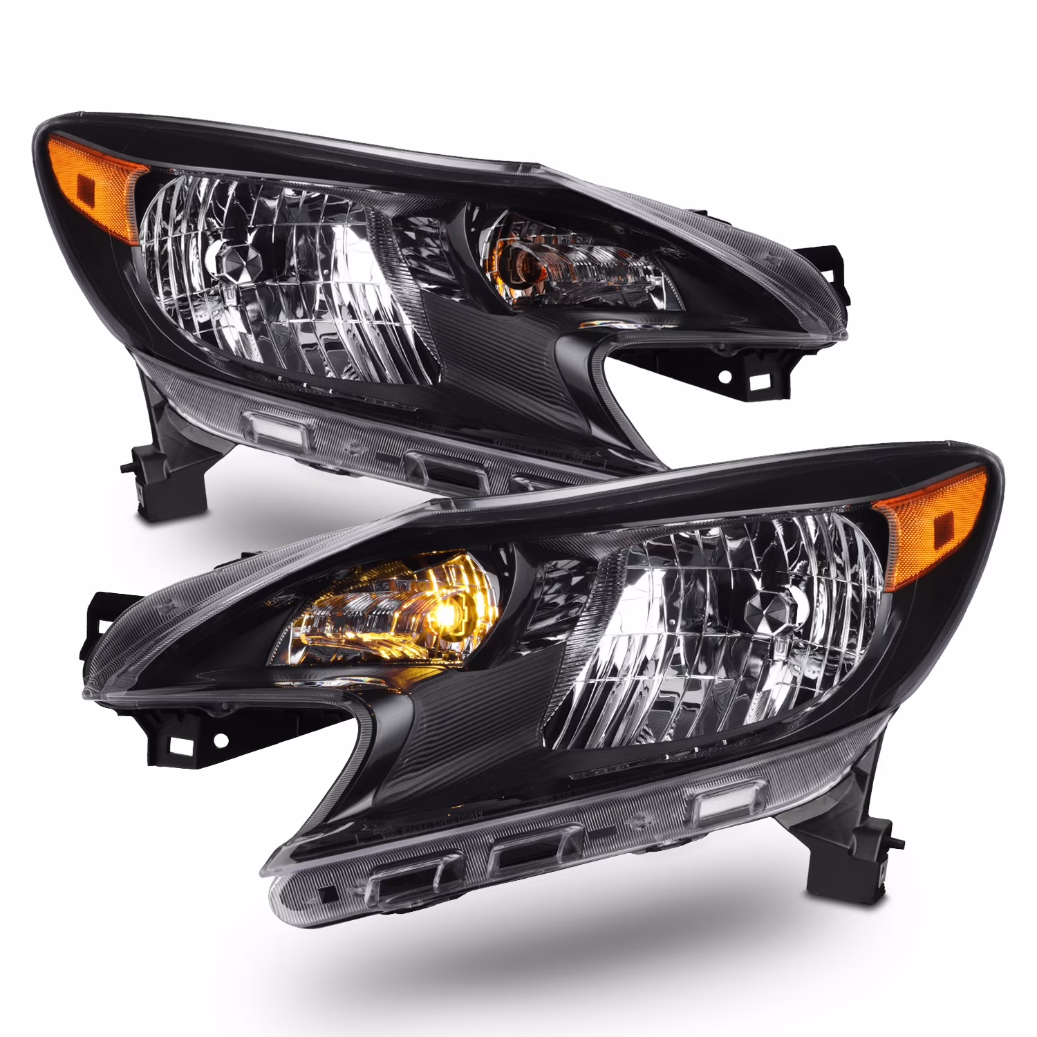 AKKON - Fits 2014 2015 2016 Nissan Versa Note Black Headlights Headlamps Pair Driver Left + Passenger Right 14 15 16