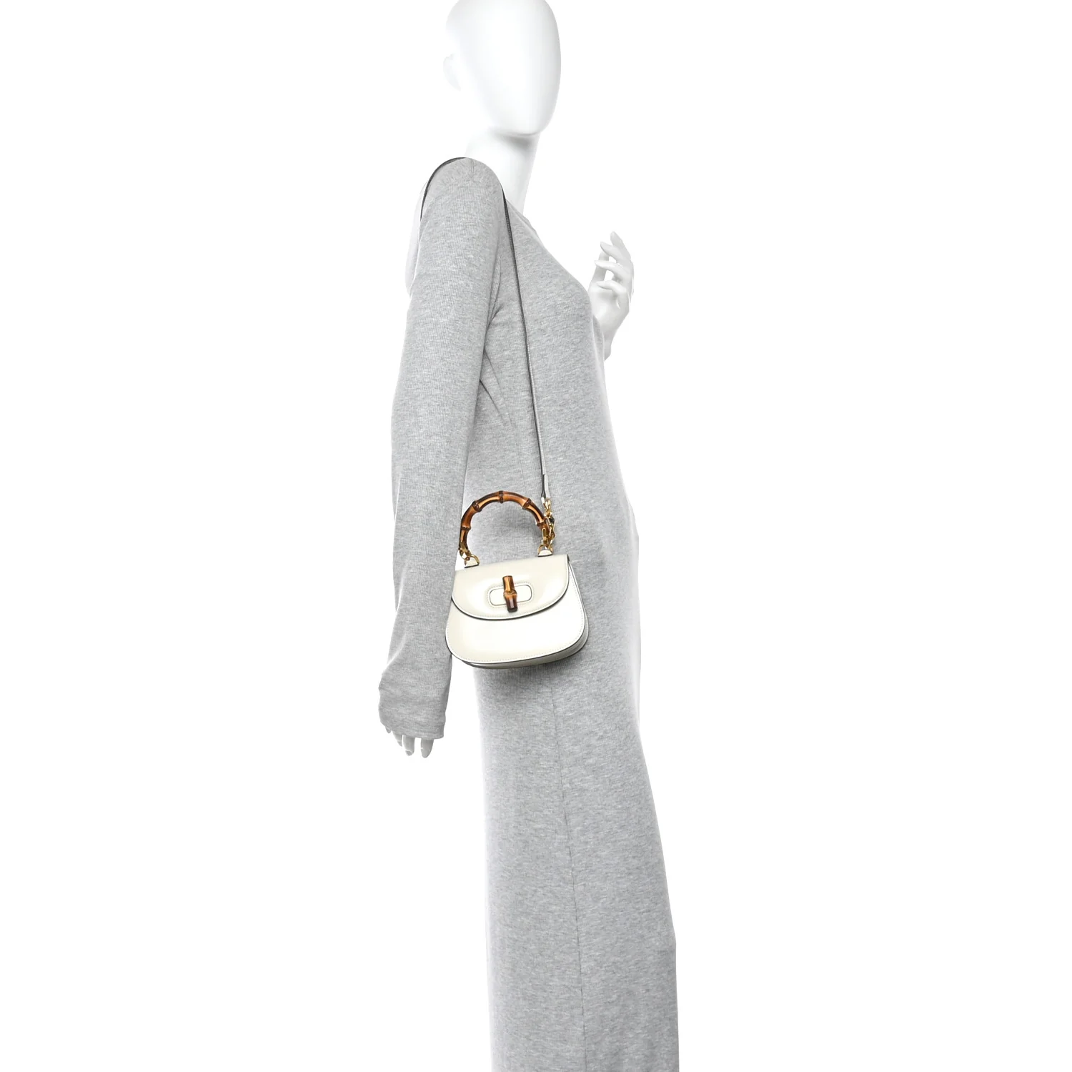 Boarded Dyana Lux Calfskin Web Mini Bamboo 1947 Top Handle Bag Mystic White