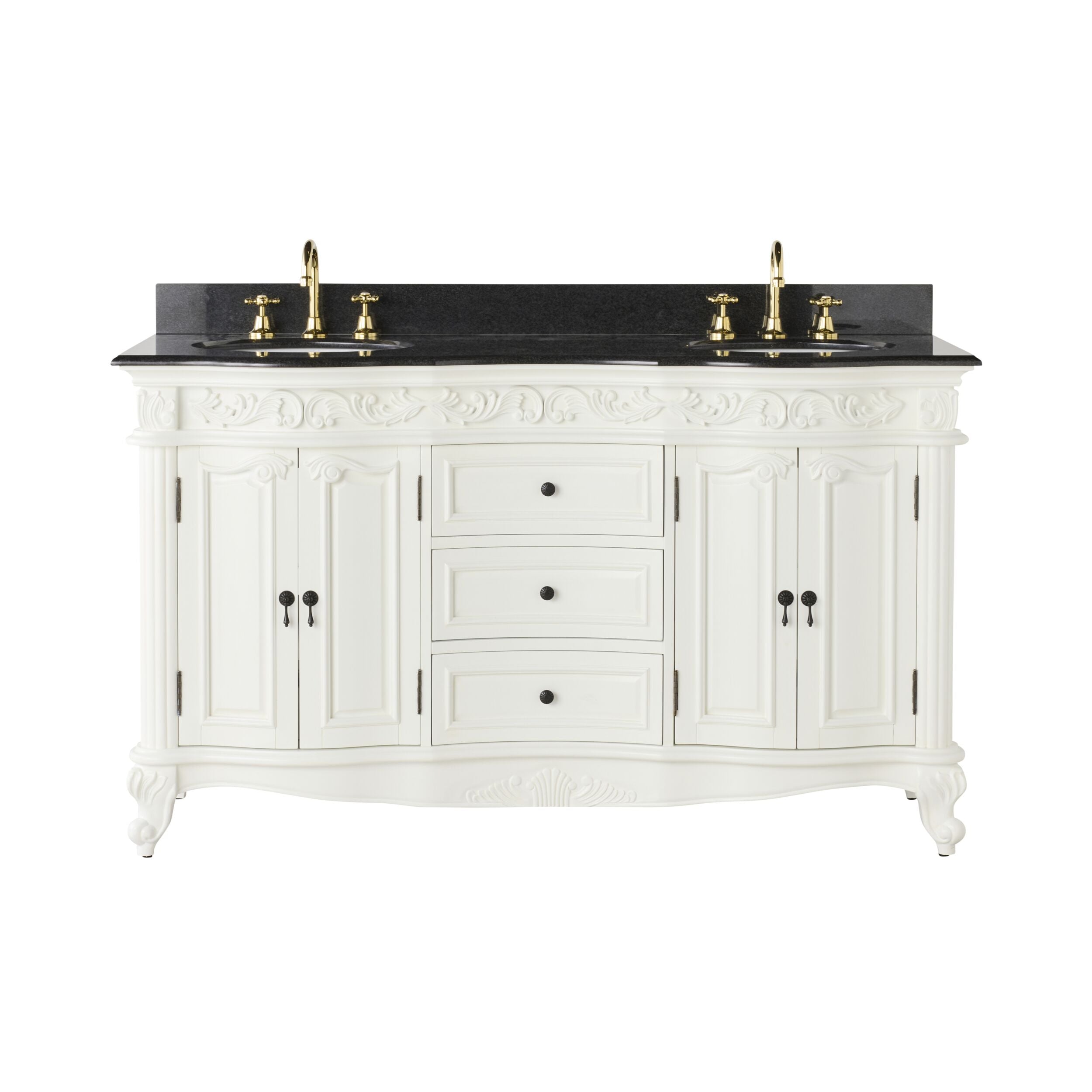Rosette Granite Top Double Vanity White 1550mm