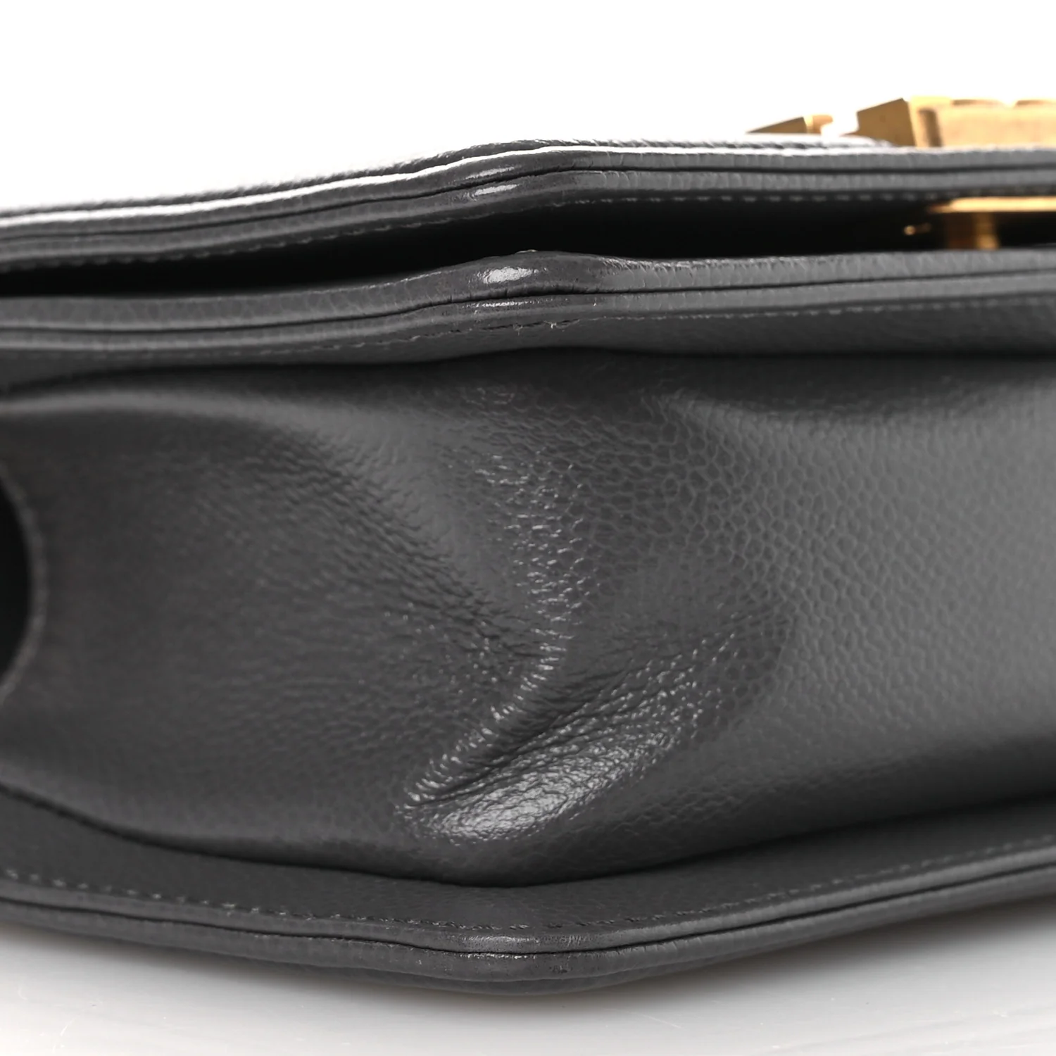 Caviar Quilted Mini Boy Flap Dark Grey