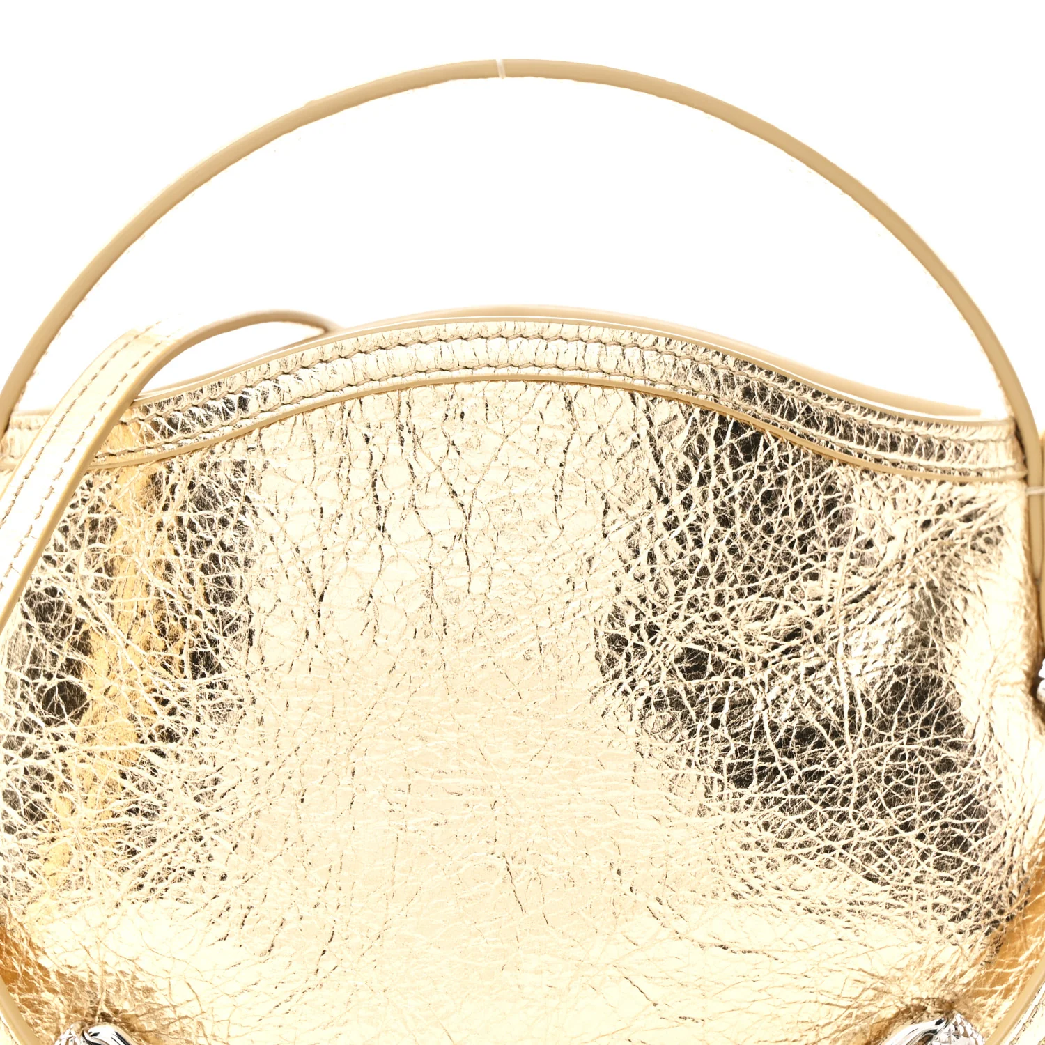 Metallic Tumbled Calfskin Nano Voyou Bag Golden Sand