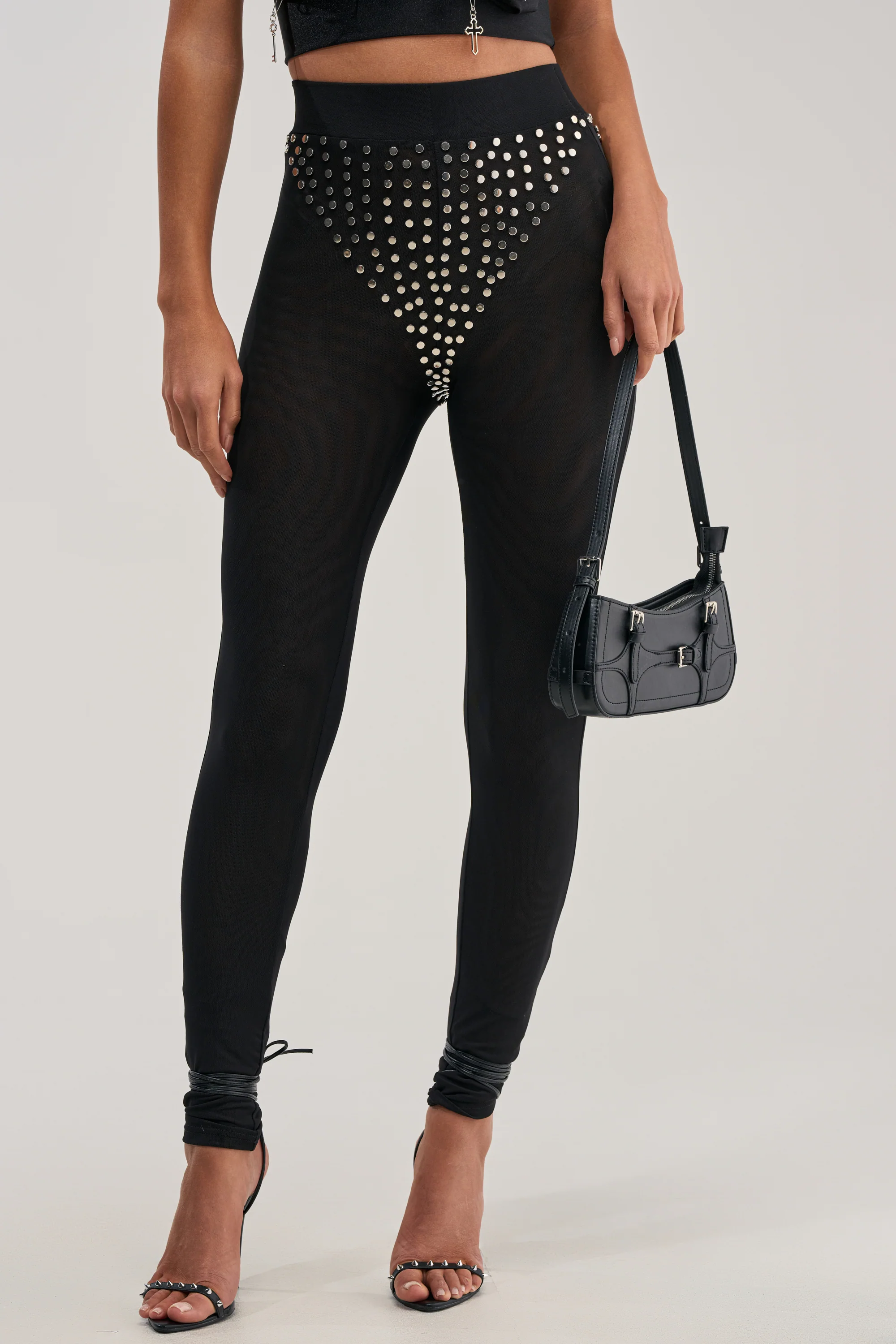 COOLEST GIRL ON THE BLOCK MESH LEGGING WITH STUDS - Akira Store