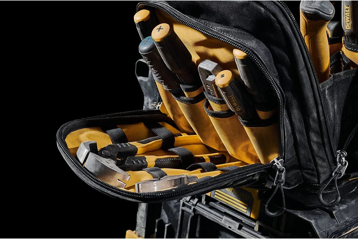 DEWALT Tool Bag 50 Pockets Waterproof Base Vertical Storage, Black