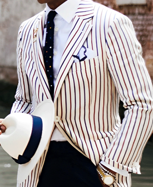 Blazer OK Classic à rayures verticales, revers cranté et poche poitrine