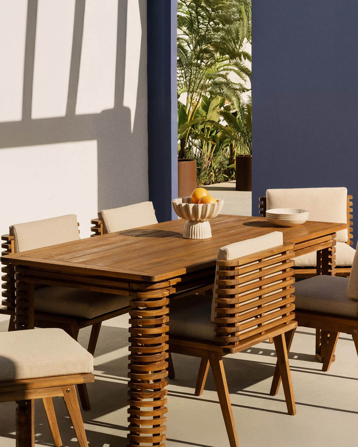 Hazan - Mesa de Exterior Rectangular (180x90 cm) de Madera de Acacia Hazan