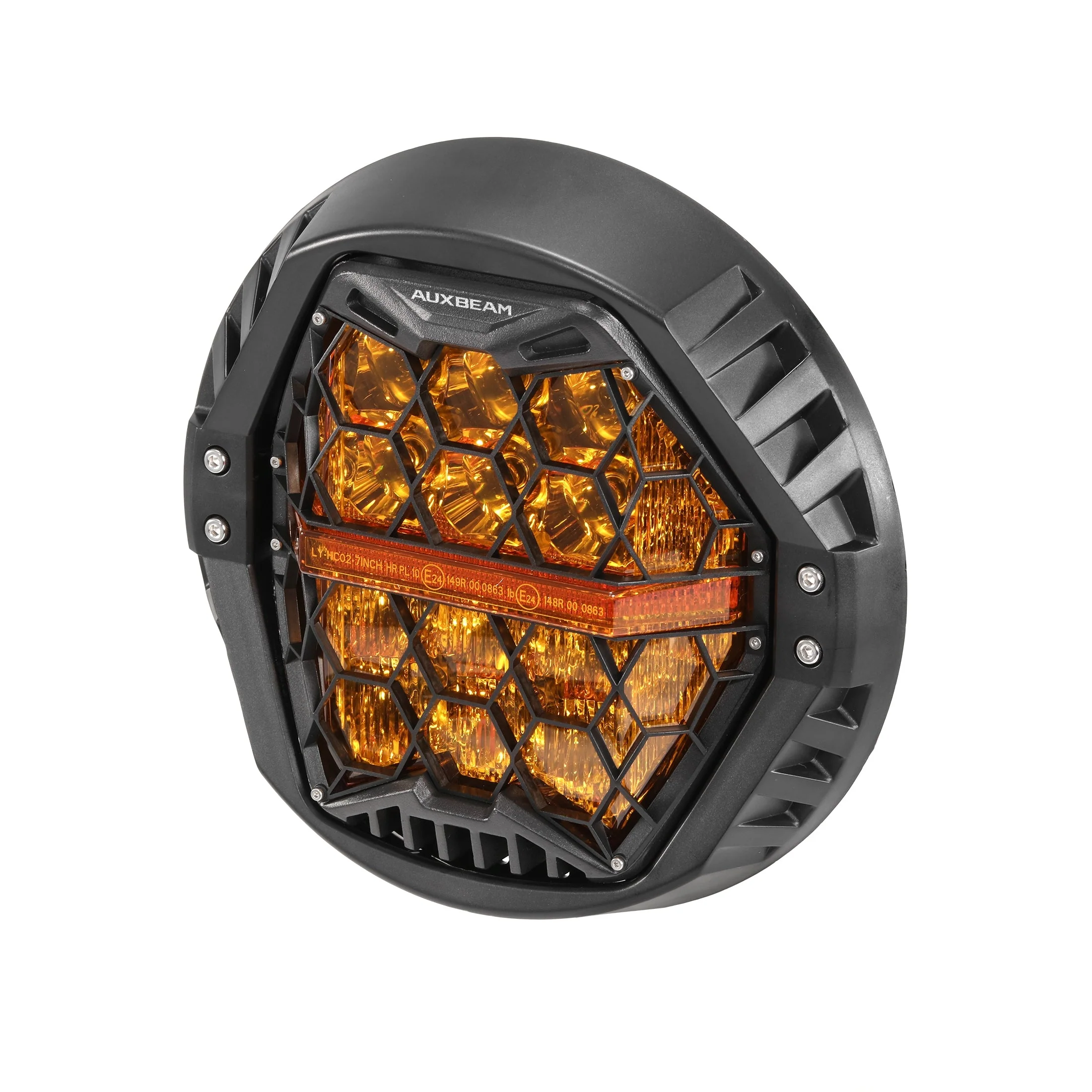 7 Inch 120W DOT Motorcycle LED Headlight Assembly with Amber DRL & Honeycomb Design (Hi/Lo Beam) for 1998-2006 Road King Classic EFI FLHRCI