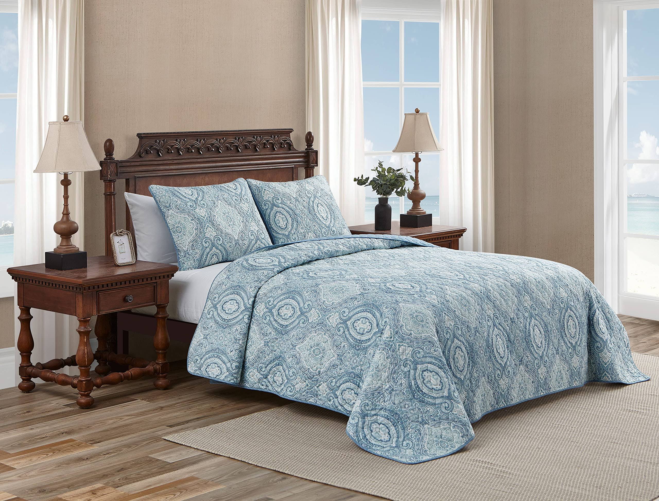 Tommy Bahama Turtle Cove Quilt Set - Blue - Full/Queen,CARIBBEAN