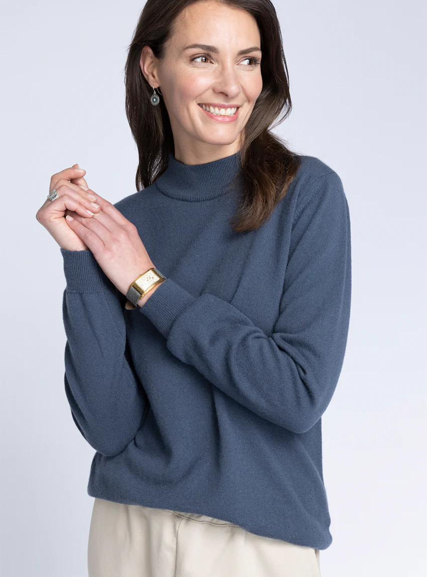 Pull col cheminée femme 100% cachemire Gris Cendré