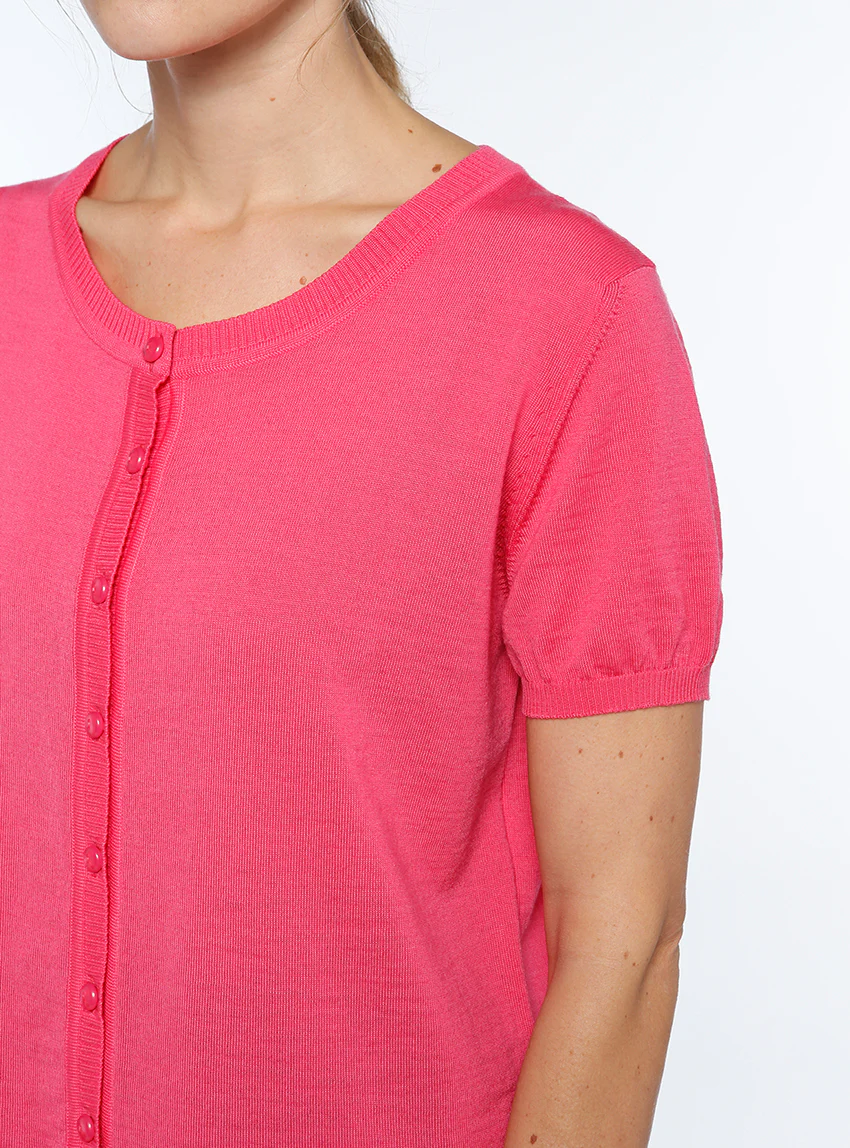 Cardigan femme manches courtes rose