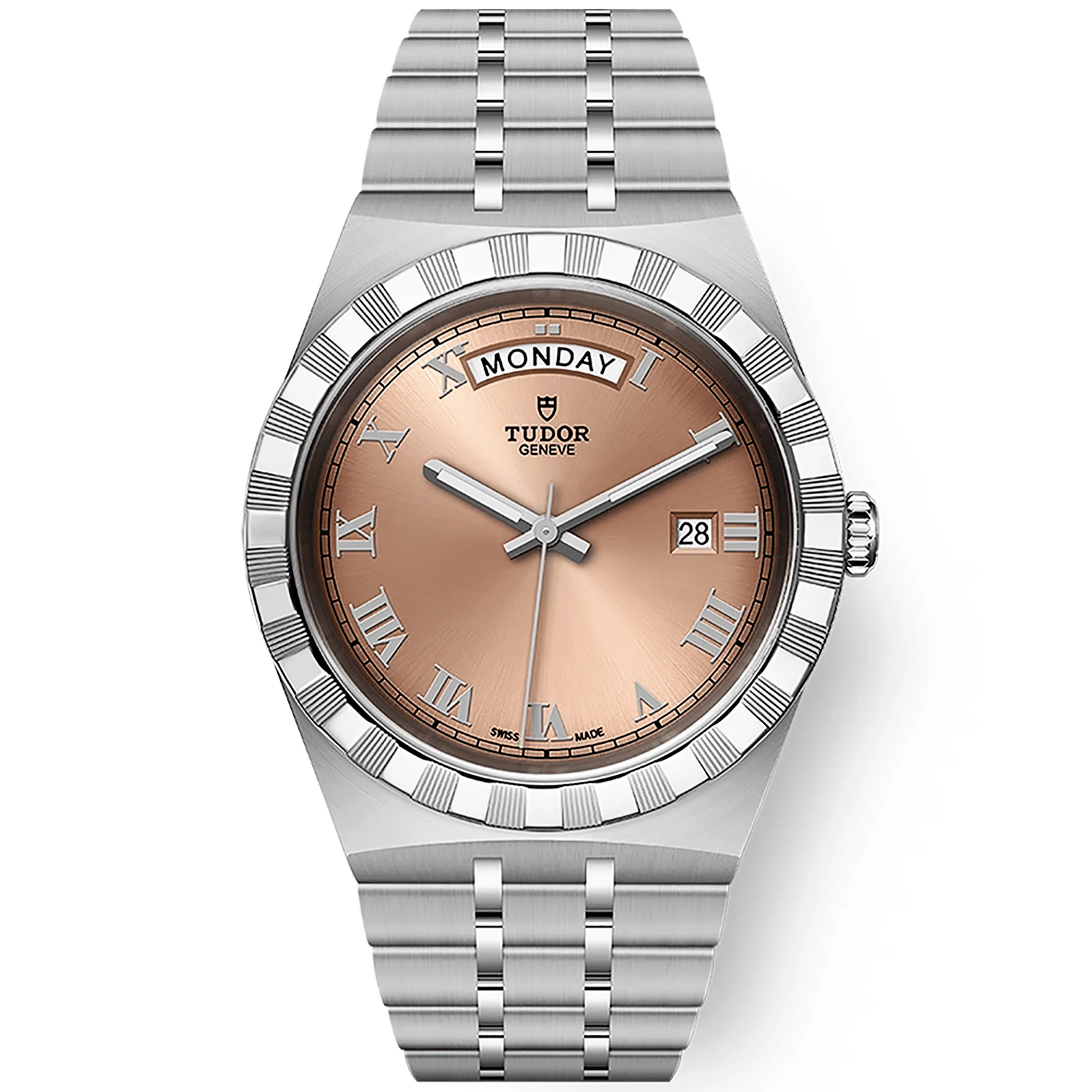 【Super Clone】TUDOR Royal Day/Date 41mm Salmon Dial Men's Automatic Bracelet Watch M28600-0009
