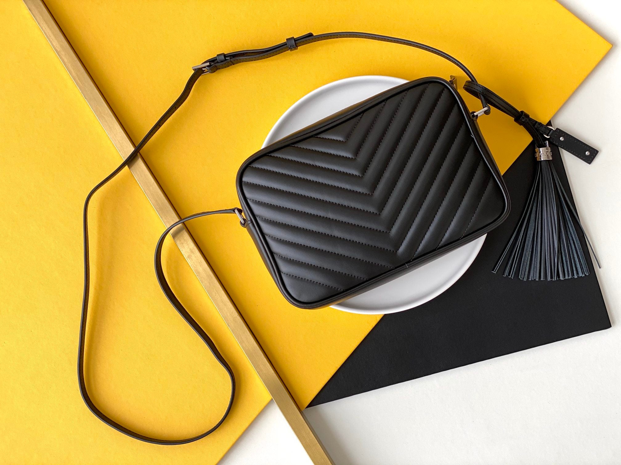 Y Lou Camera Bag In Quilted Leather