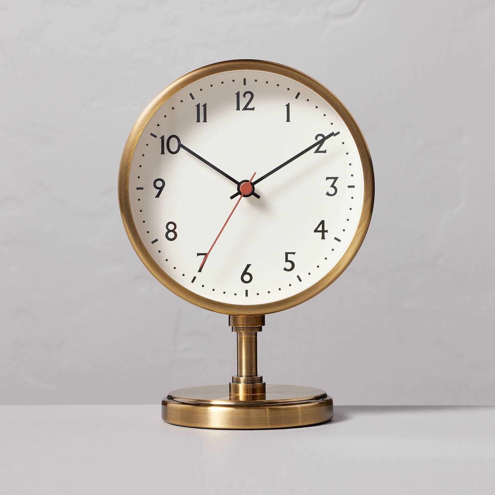 Hearth & Hand with Magnolia Brass Pedestal Antique Finish Table Clock | Target