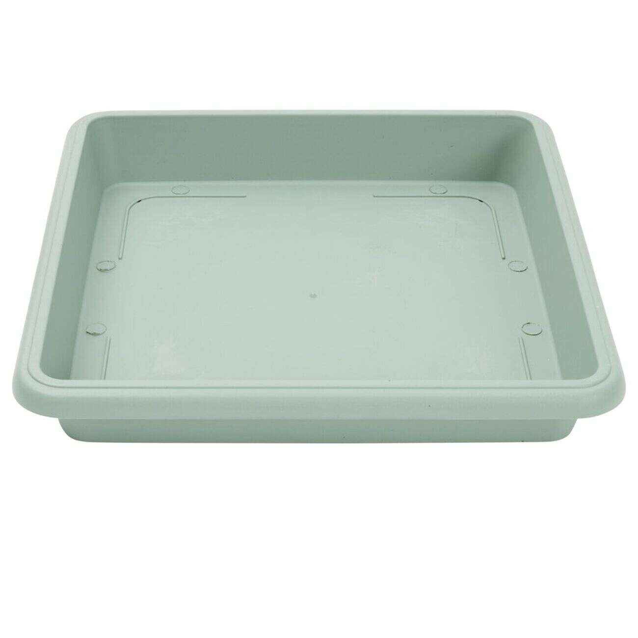 Soucoupe carrée pot de fleur plastique vert laurier 34x34cm
