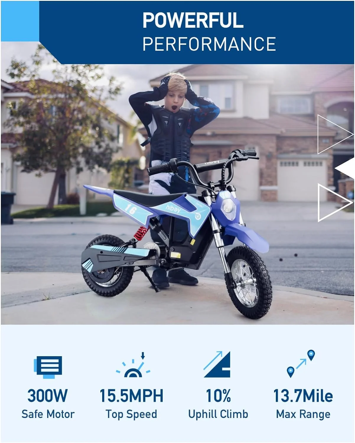 DK1 Electric 300W Dirt Bike, for 3 Years to 13 Years Blue(Blue) - Image 2