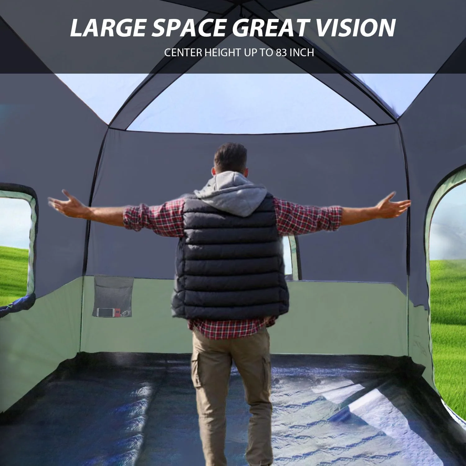 SUV Tent Instant Tent with 10 - Minute Setup, 6/8/10 Person Car Camping Tent with Waterproof Pu2000mm, Double Layer Design with Pre - Attached Poles