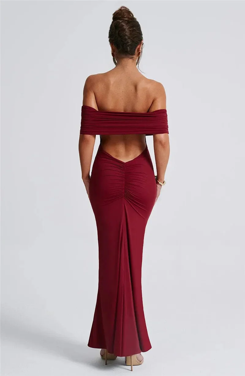 Robe maxi dos nu sans bretelles pour femmes