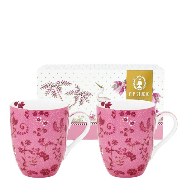 Jolie Flowers krus stor 36,5 cl 2 stk rosa