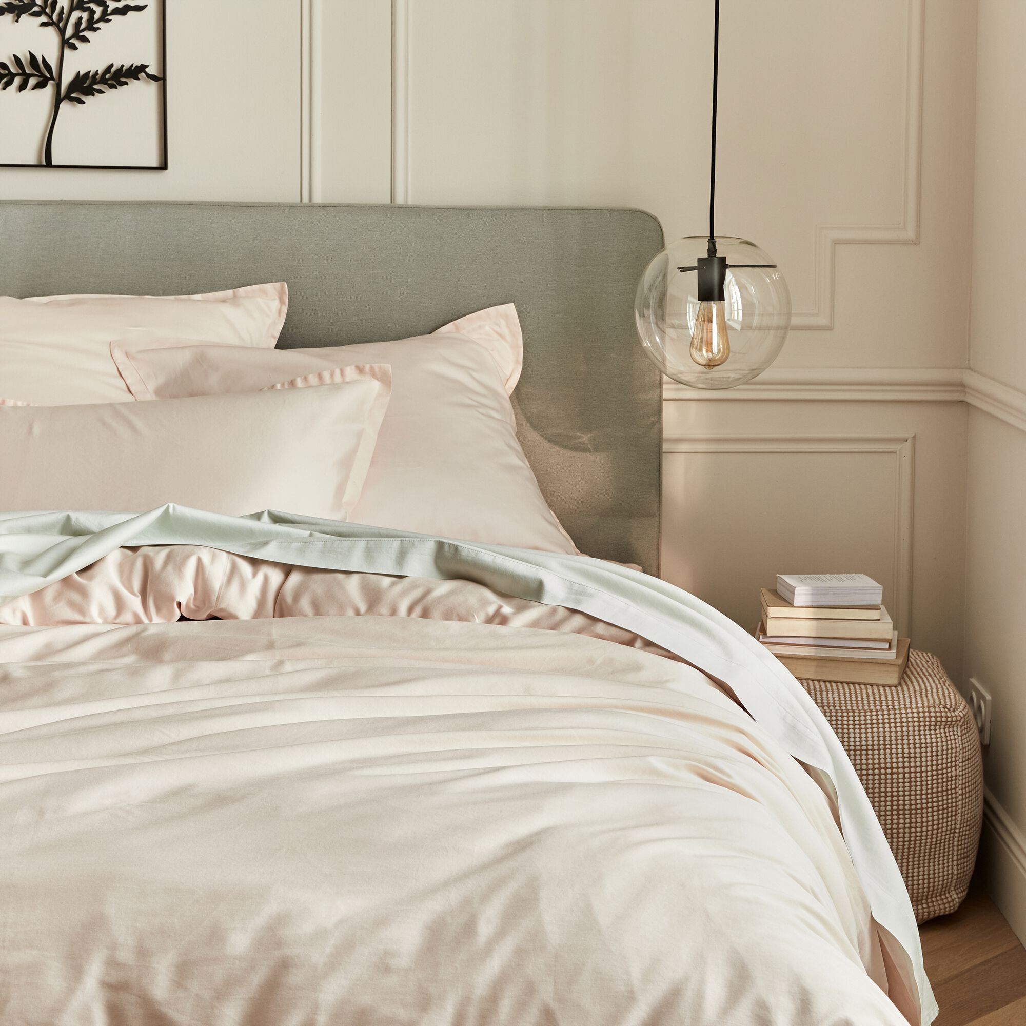 SATINE - Housse de couette en satin lavé 240x220cm - rose pétale