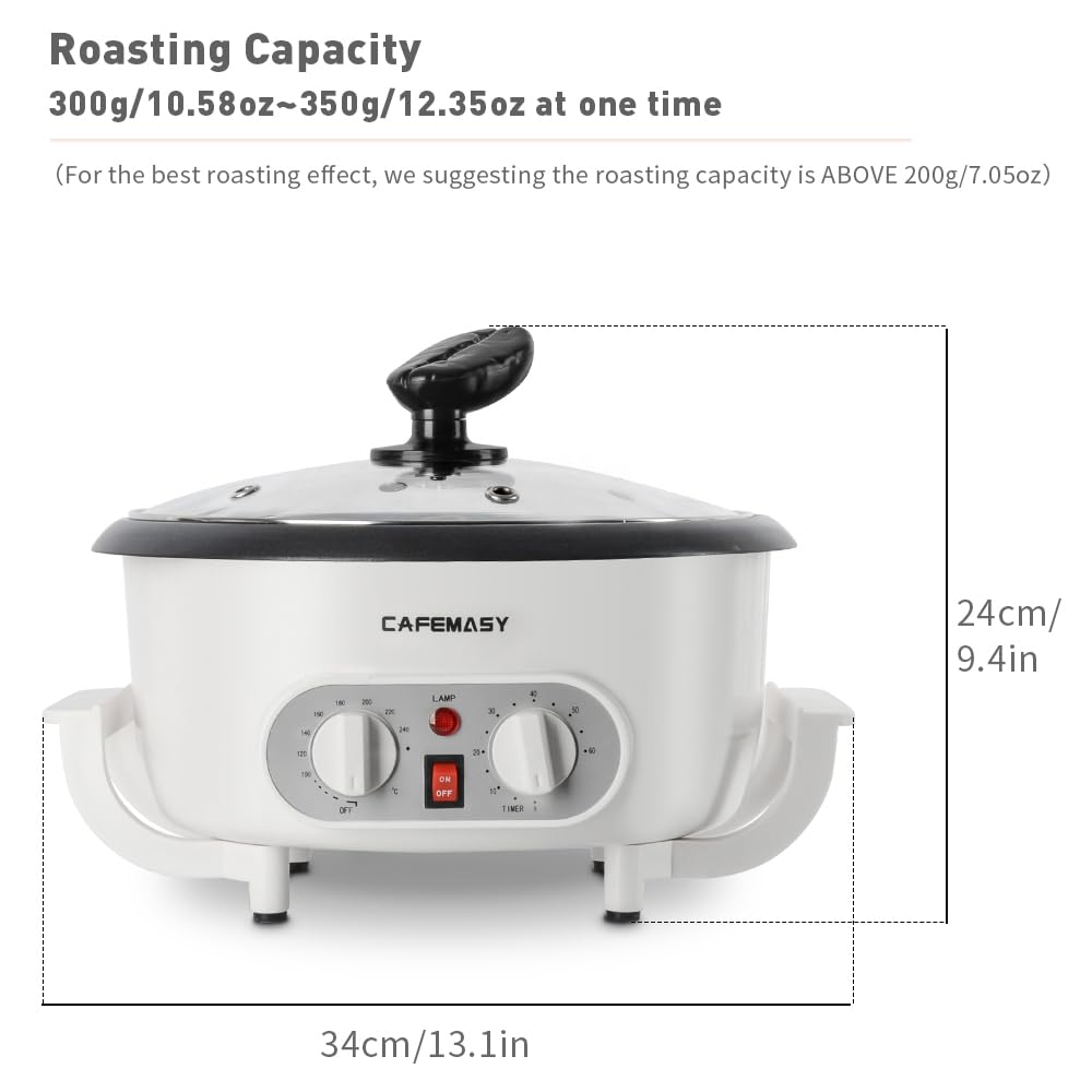 Home Coffee Bean Roaster Machine - Coffee Bean Handle Design Electric Automatic Coffee Roaster with Timer and Roasting Temperature Setting