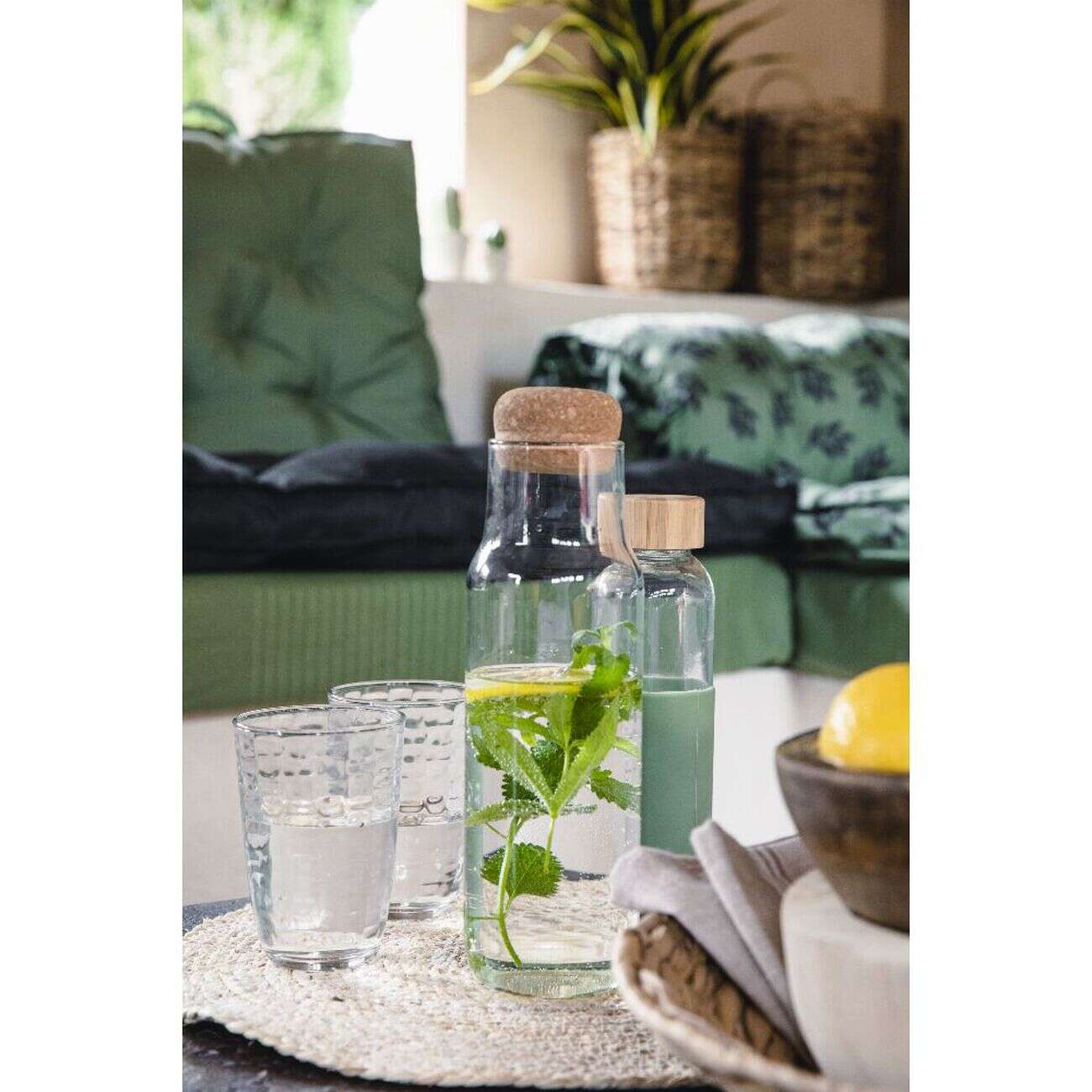 Bouteille en verre avec bouchon liège 1L