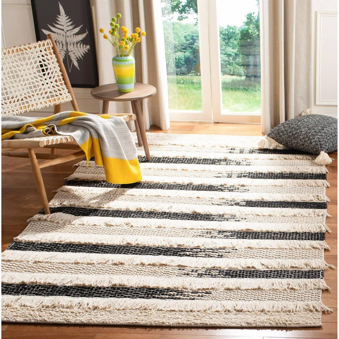 Jessen Striped Handmade Flatweave Cotton Ivory/Black Area Rug Gracie Oaks Rug Size: Rectangle 4' x 6'