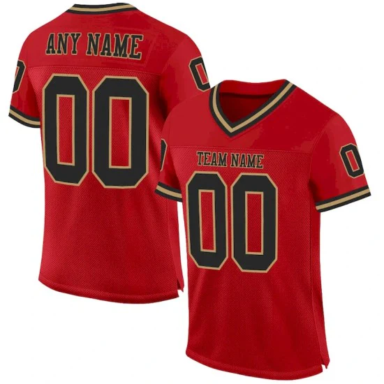 Custom Red Black-Old Gold Mesh Throwback Jersey