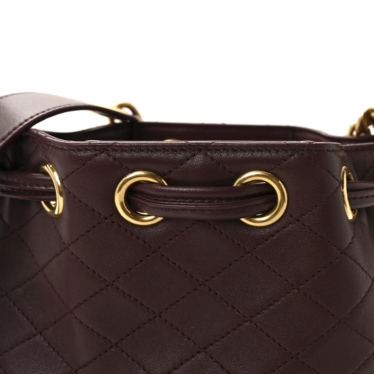 Lambskin Carre Quilted Cassandre Small Bucket Bag Hot Wine