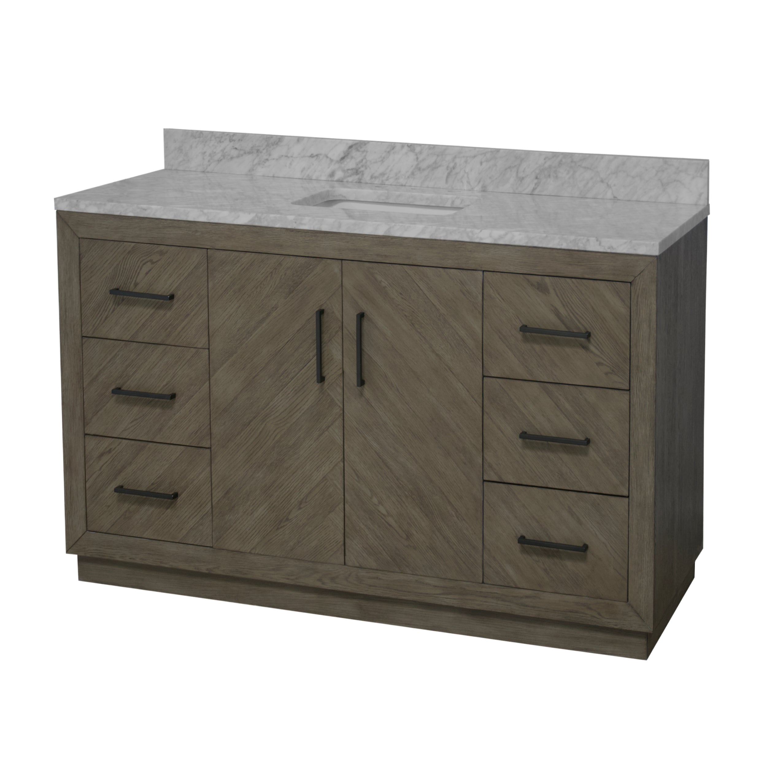 Peyton 60" Single Bathroom Vanity with Gray Oak Cabinet and Carrara Marble Top(Gray Oak)