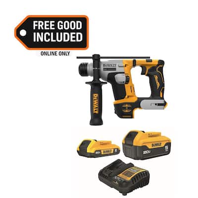 ATOMIC 20V MAX Lithium-Ion Cordless Brushless Ultra-Compact 5/8 in. SDS Plus Hammer Drill with 5 Ah and 2 Ah Batteries