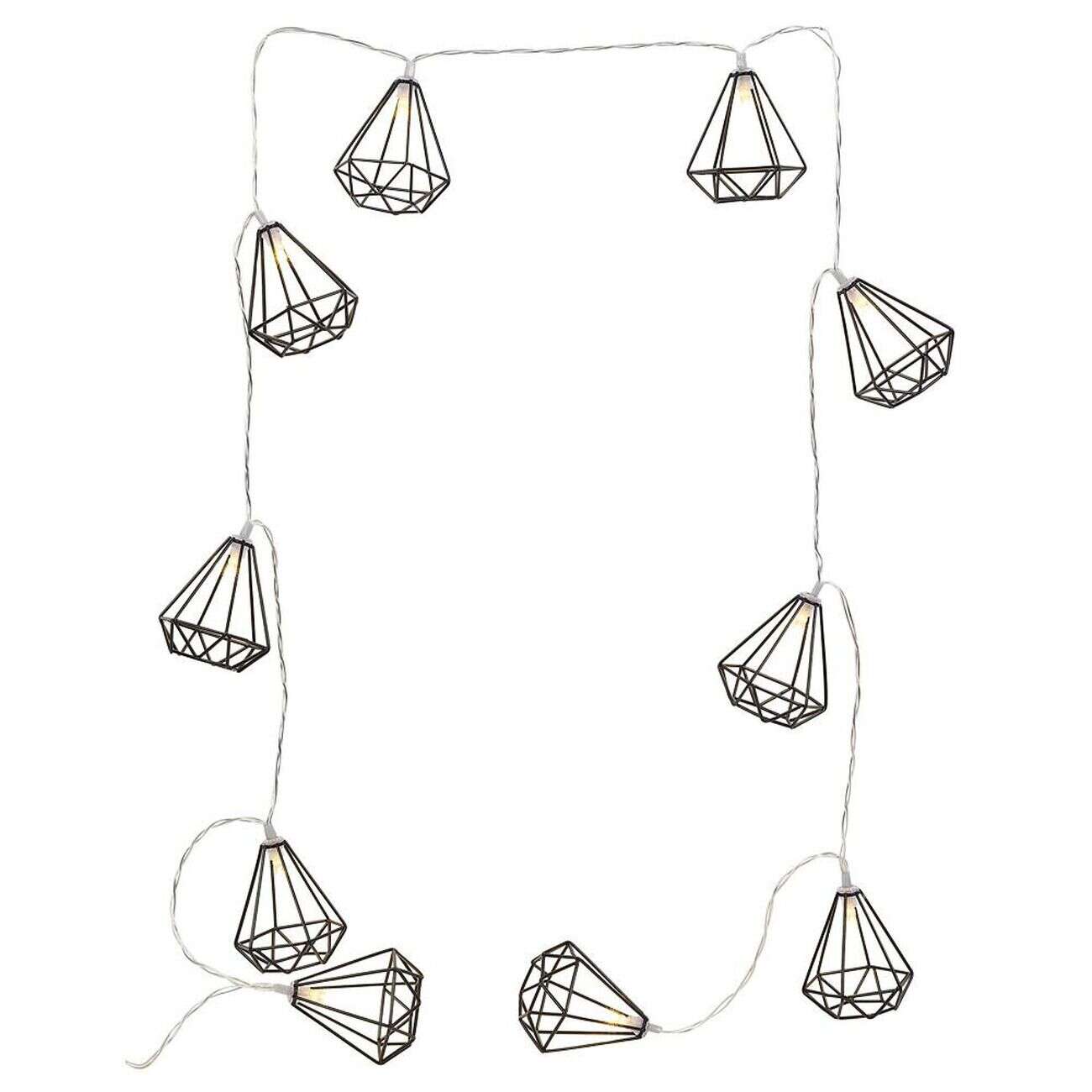 Guirlande lumineuse 10 diamants métal noir 165cm