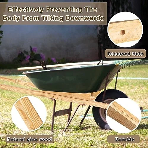 Wheel Barrow Handles Wood Replacement 59'' Wheelbarrow Handles Kit with 2 Wheelbarrow Wedge Heavy Duty Wood with Tough Seal Coat and Pre Drilled Holes for Wheelbarrows, Easy Install - Image 3
