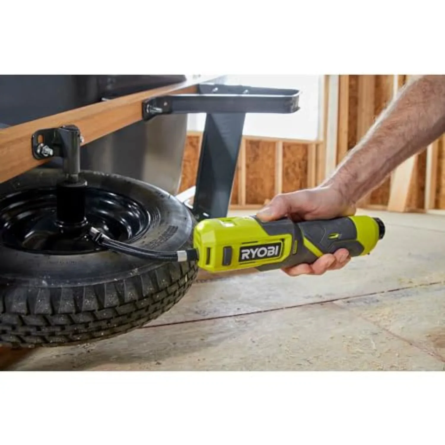 RYOBI USB Lithium Cordless High Pressure Portable Inflator Kit with 2.0 Ah USB Lithium Battery and Charging Cable