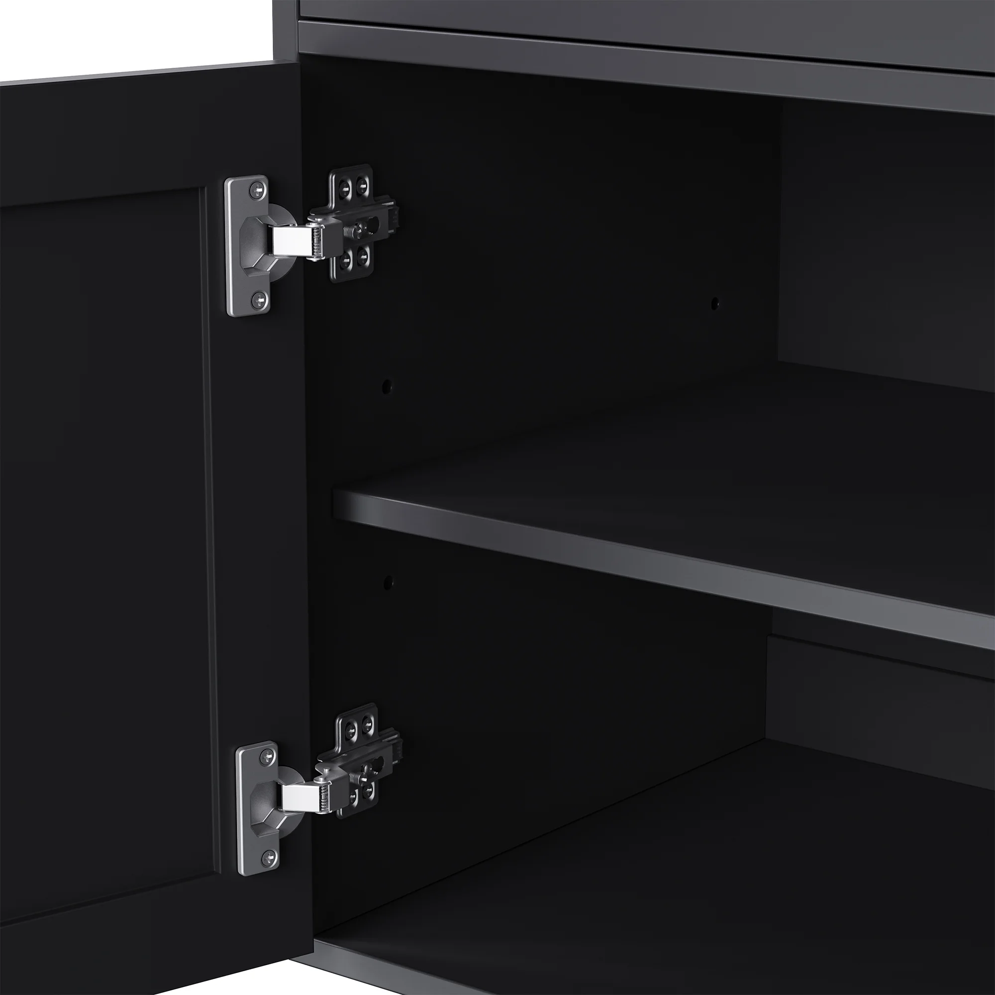 Kitchen Pantry Storage Cabinet, Farmhouse Kitchen Hutch Cabinet with Adjustable Shelves and Drawers, Gourd-shaped Legs, 5 Tier Floor Book Shelf for Study Room(Black + Dark Walnut) - Image 10