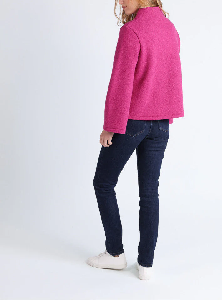 Veste femme laine bouillie rose