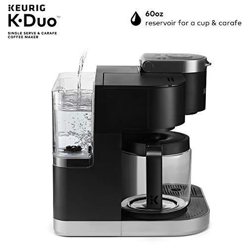 Cafetière Keurig K-Duo, cafetière à filtre pour une tasse ou une carafe de 12 tasses, compatible avec les dosettes K-Cup et le café moulu, noire