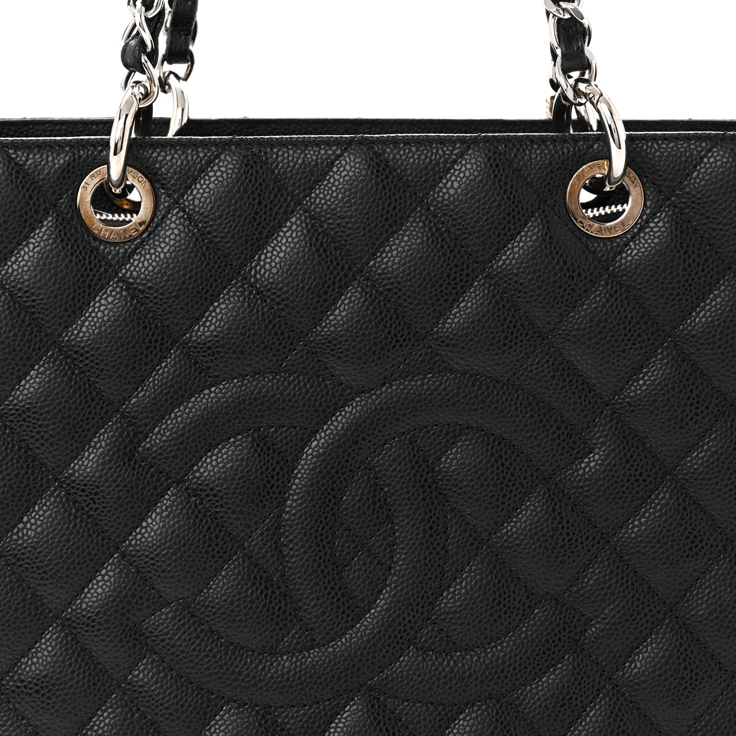 Caviar Quilted Grand Shopping Tote GST Black