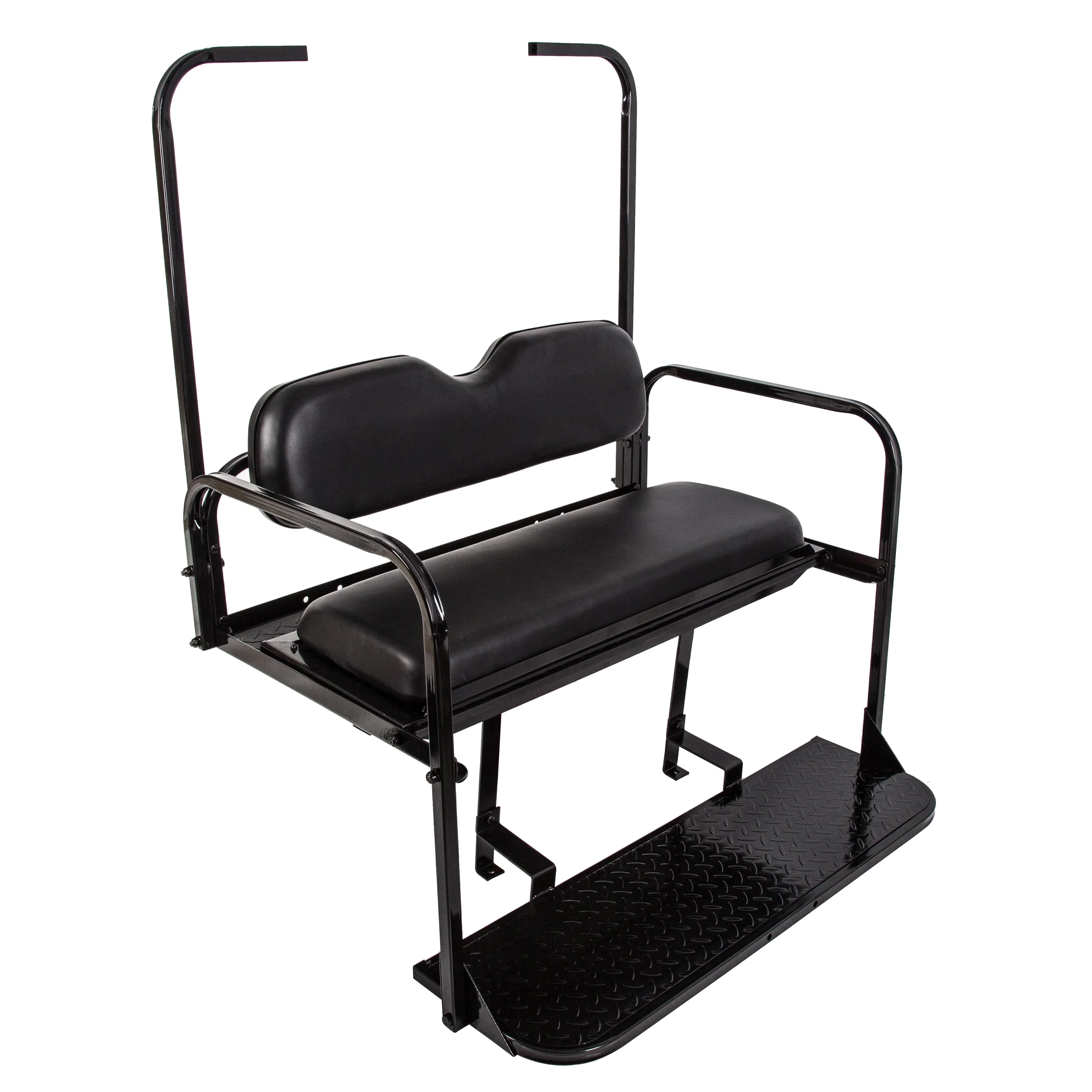 Flip Folding Rear Back Seat Kit Compatible with EZGO TXT Golf Cart | Black Cushions | 1995 Up You Will Receive (2) Packages Image 8