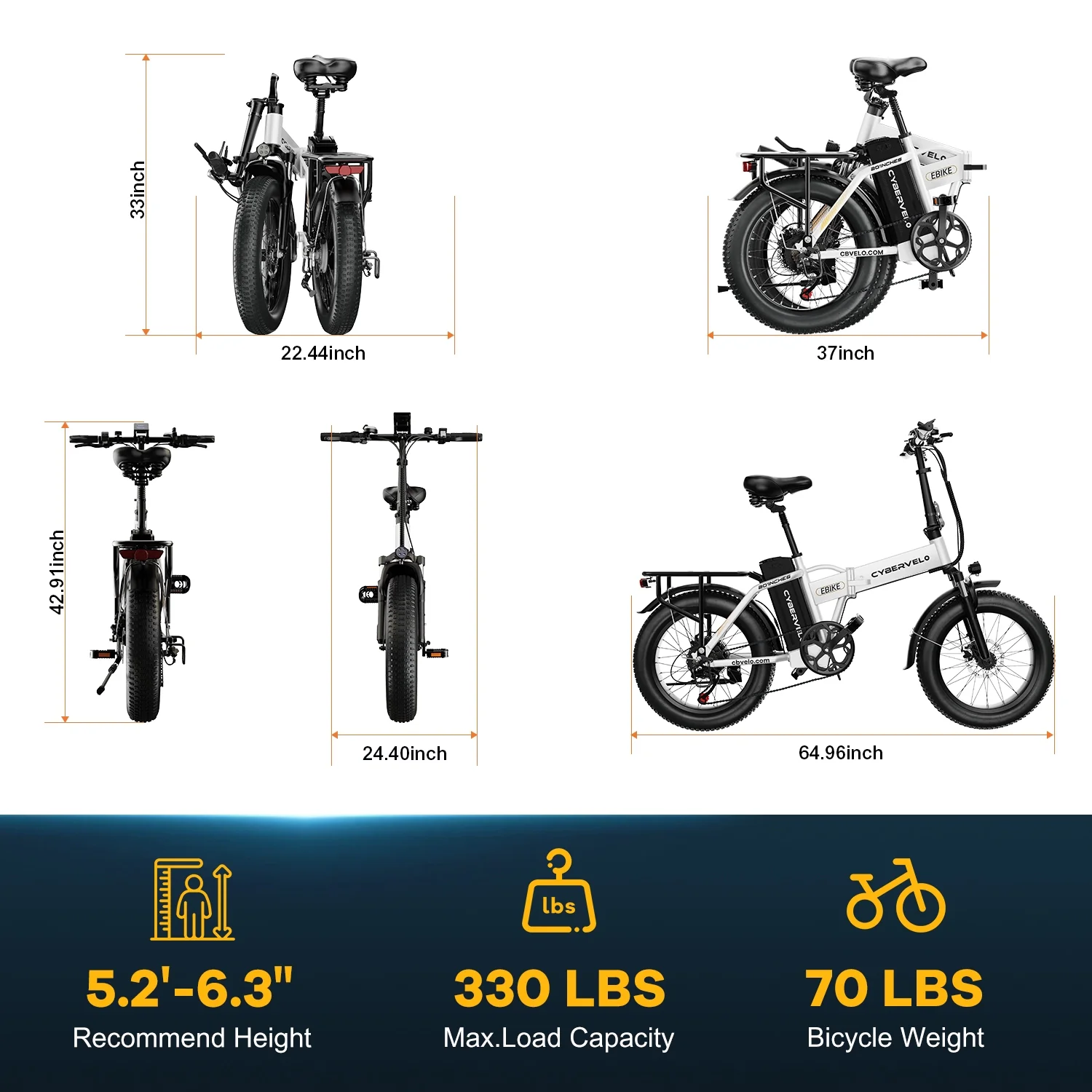 1000W Foldable ebike for adult 80+miles 28+mph battery removable 20 inch fat tyre ebike for all terrain - Image 7