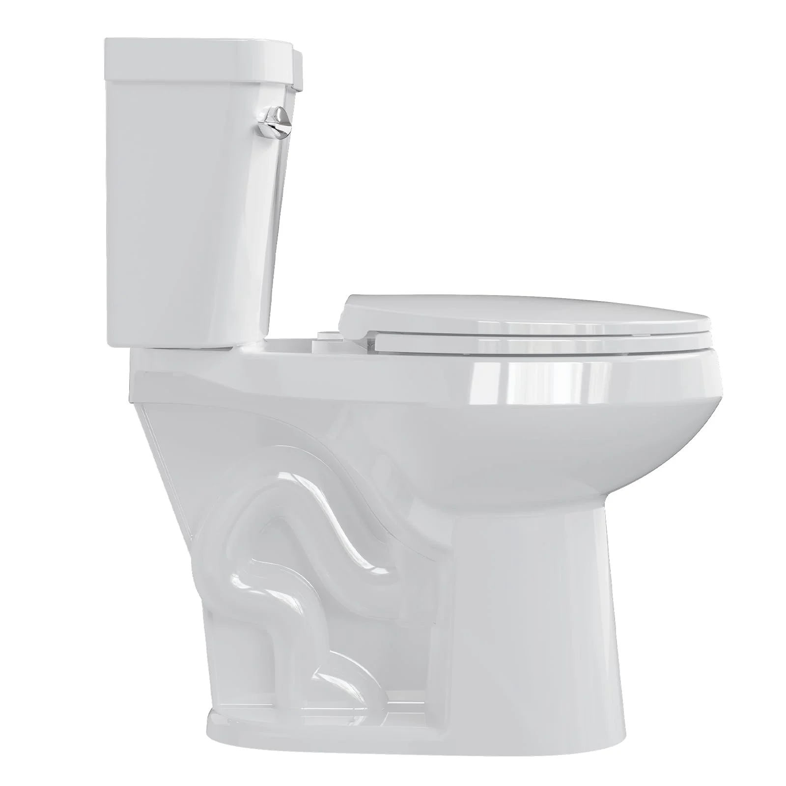 TROPOW Toilet, Two - Piece Toilet, ADA Toilet with Dual Flush, Elongated Toilets for Bathrooms with Soft Close Seat, Universal Height, White