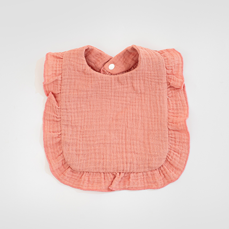 Luxury 6-Layer Eco-Friendly Cotton Muslin Baby Bibs Floral Lace Trim Printed Soft Saliva Towel for Infants