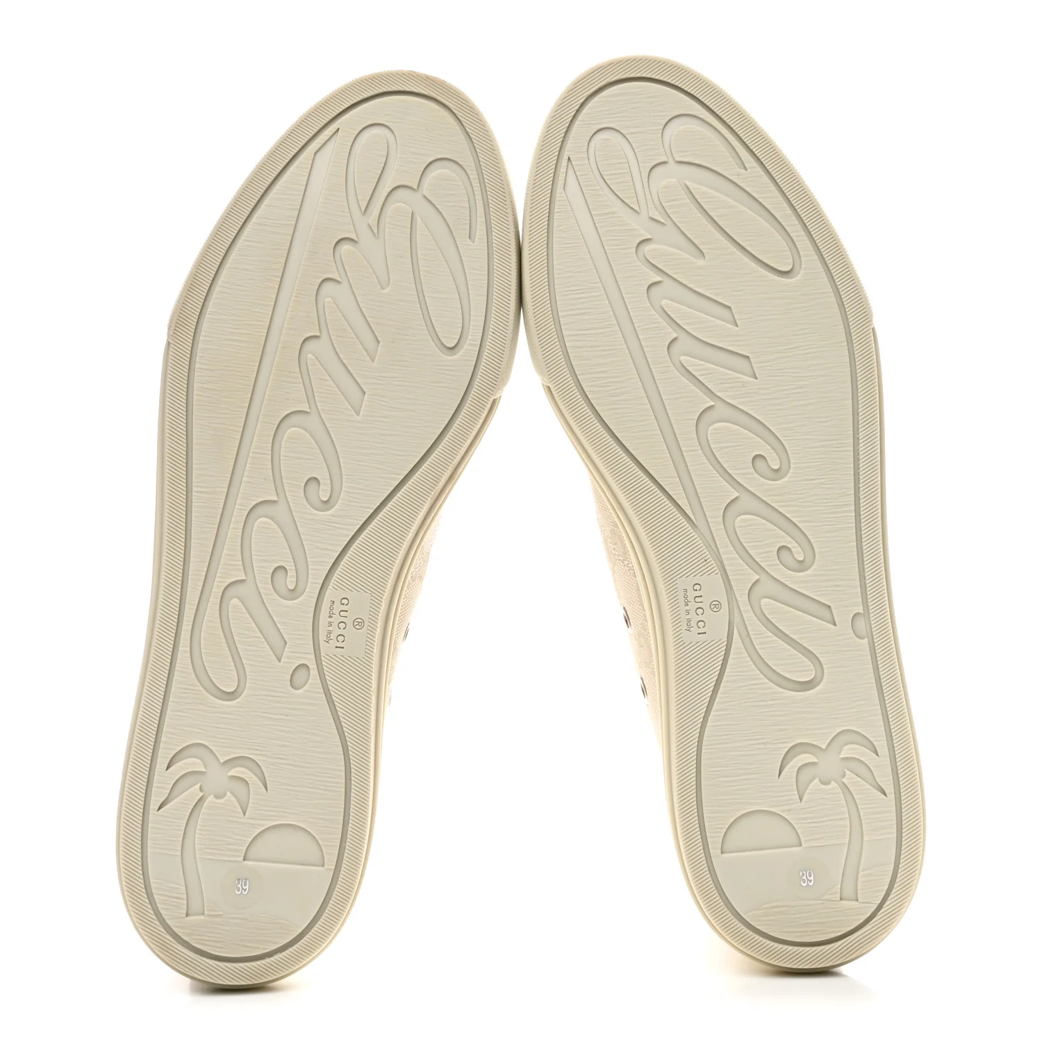 Washed Cotton GG Monogram Calfskin Womens High Top Sneakers 39 White Mystic White Great White