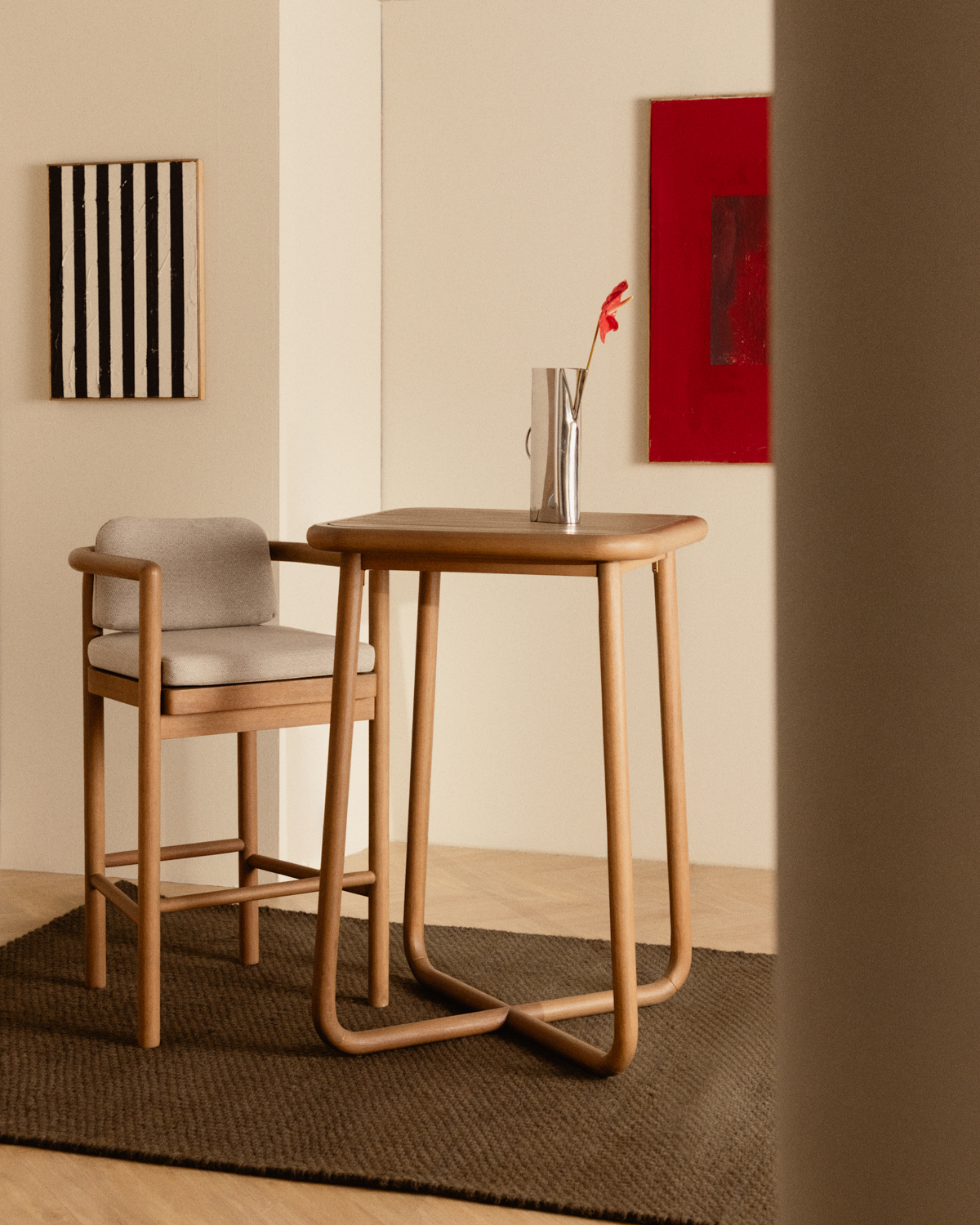 Elnes - Mesa Alta Cuadrada de Madera de Eucalipto (70x70 cm) Elnes