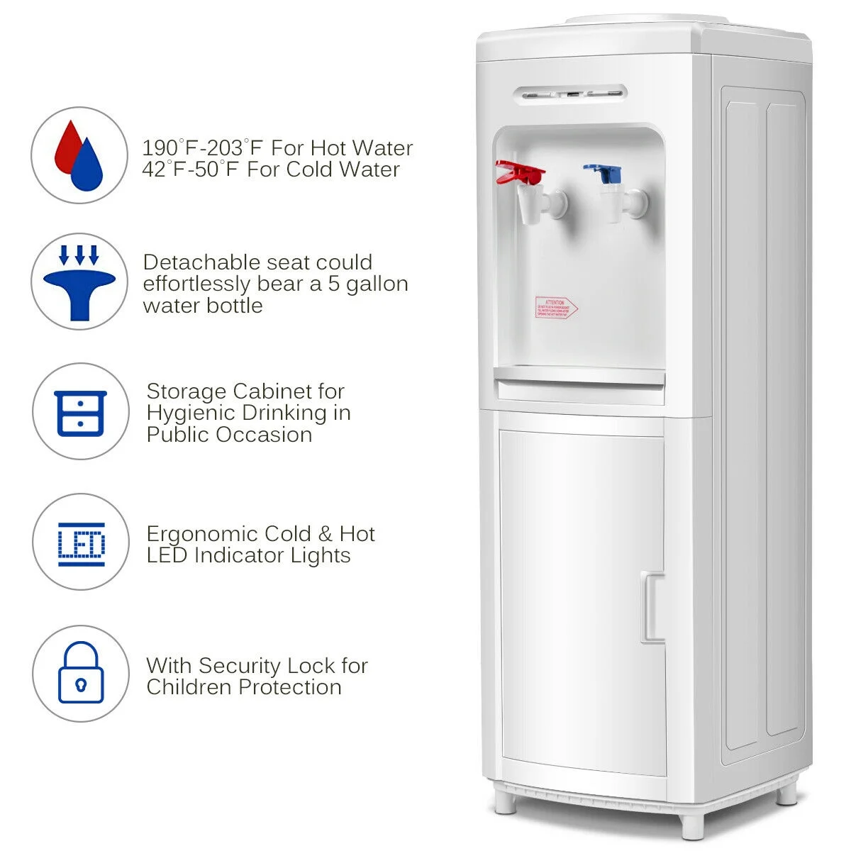 Water Dispenser 5 Gallon Bottle Load Electric Primo Home 33 Inch - Image 6
