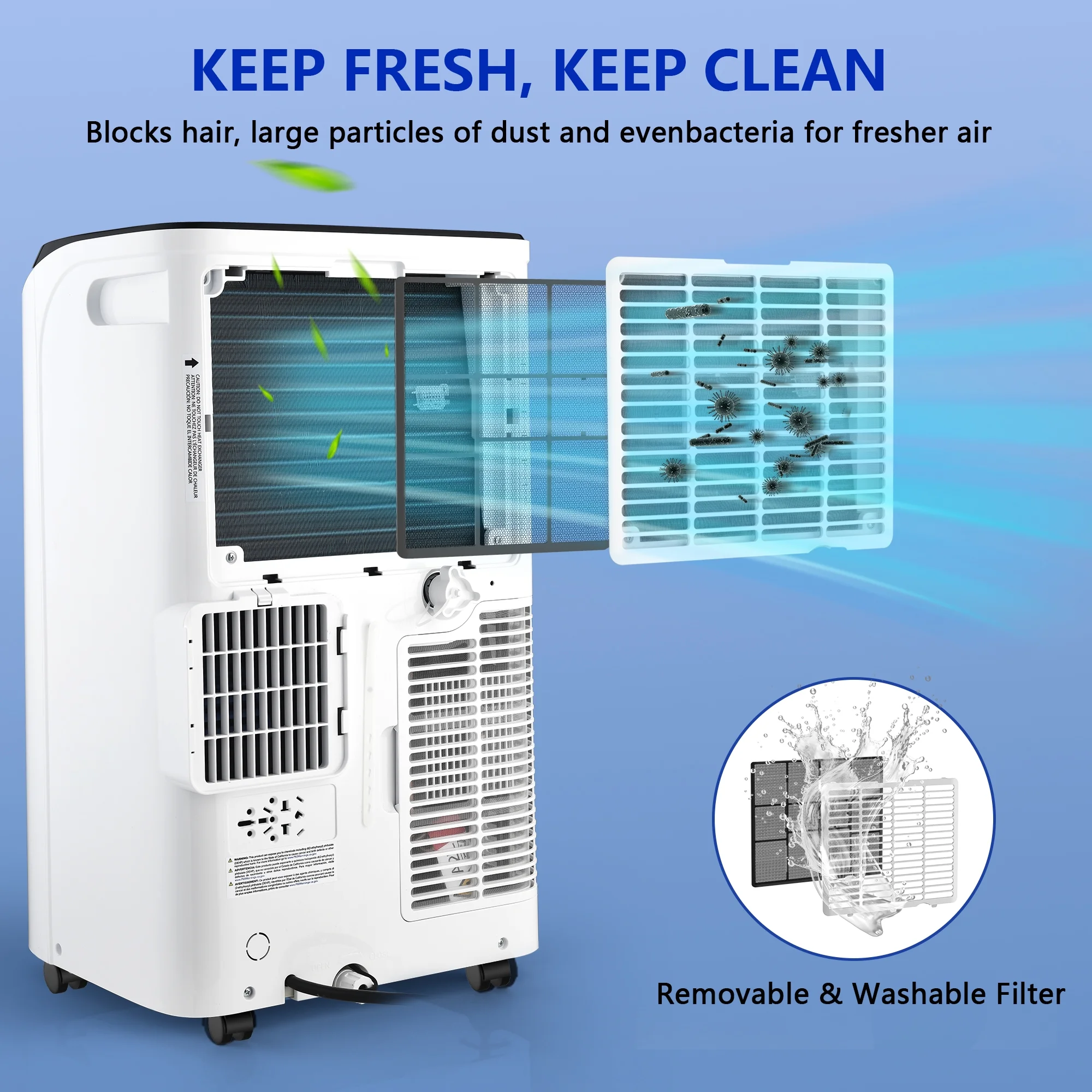 12000 BTU Portable Air Conditioner Cools up to 500 Sq. ft, 3-in-1 AC, Dehumidifier, Fan - Image 9