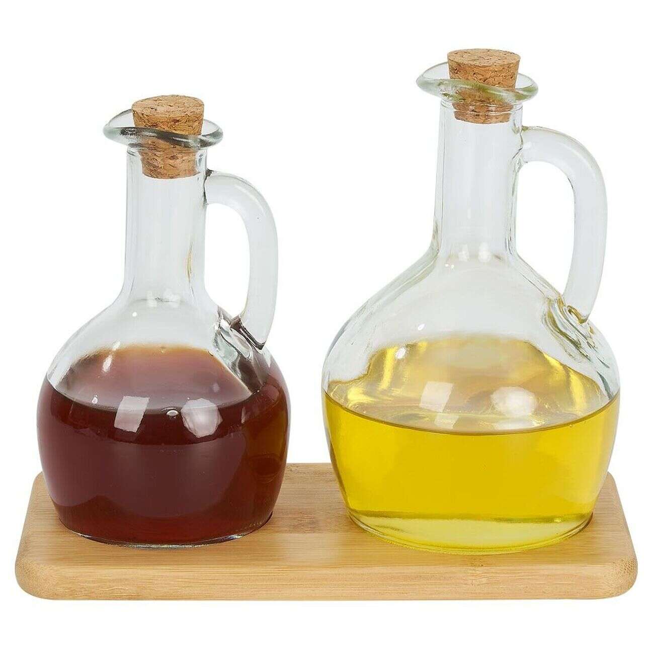 Set huilier et vinaigrier en verre et bouchon bambou